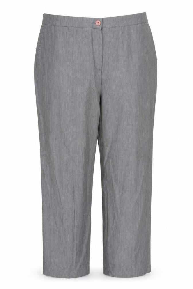 Front view of Alexara women’s grey polyester trousers, size UK 20, regular zip