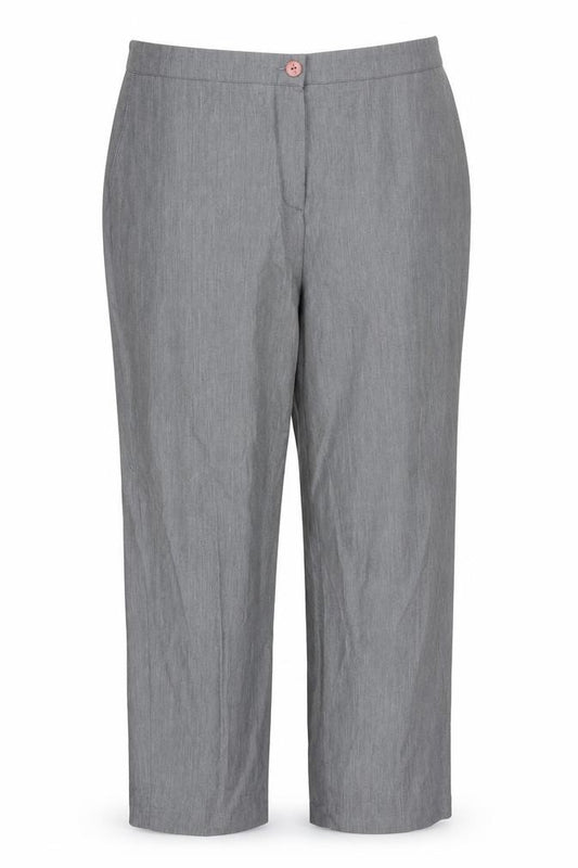 Front view of Alexara women’s grey polyester trousers, size UK 20, regular zip