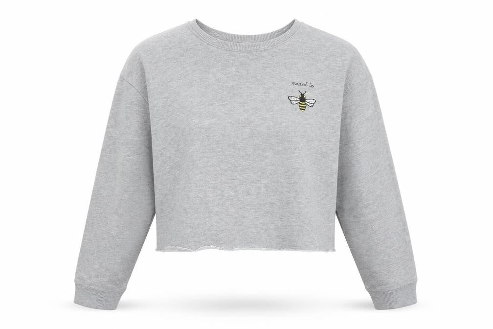 Front view of Miss Selfridge women’s grey polyester pullover sweatshirt, size UK 10, pullover - meant to bee