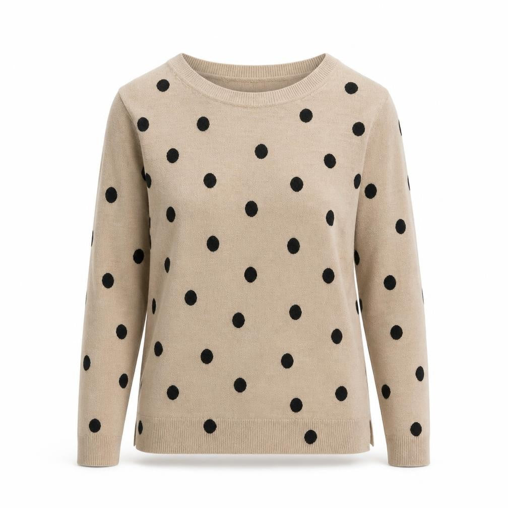 Marks and Spencer Womens Brown Round Neck Polka Dot Acrylic Pullover Jumper Size XS