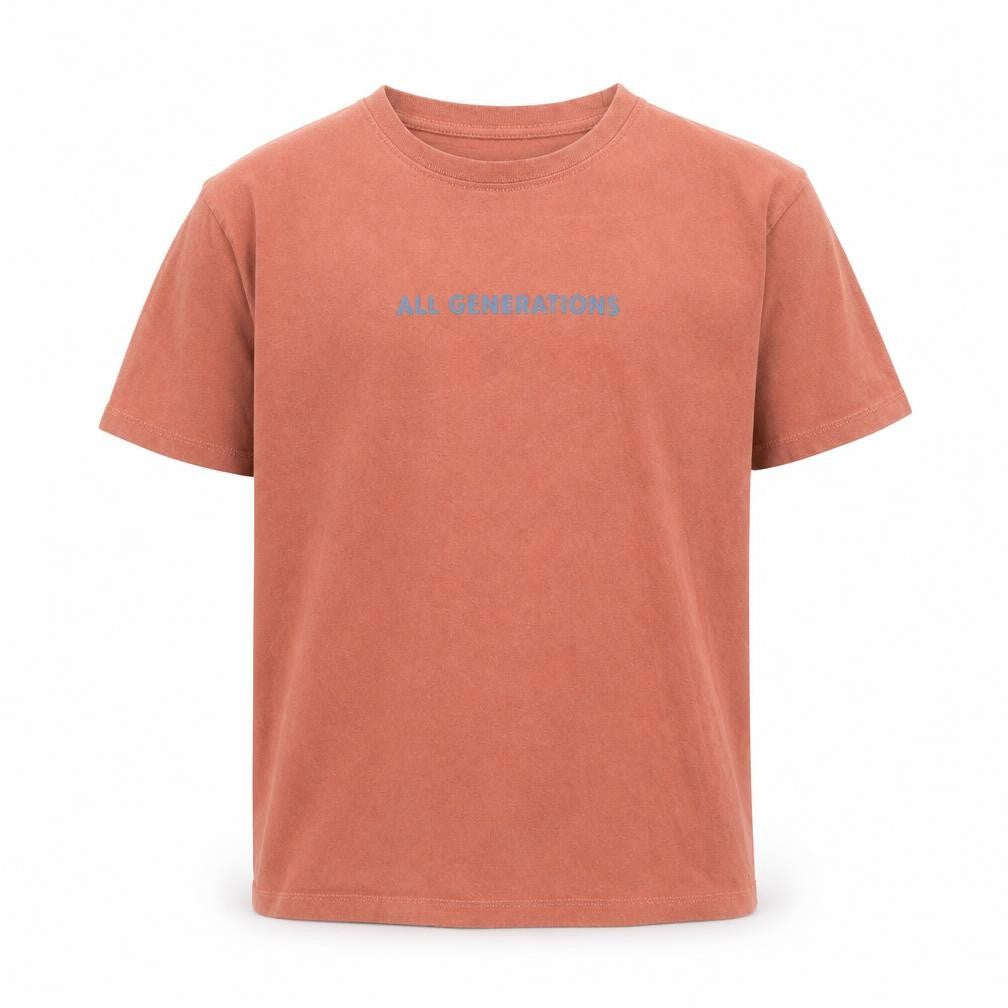 Front view of Zara boys’ orange cotton pullover t-shirt, size 8, years round neck pullover - all generations