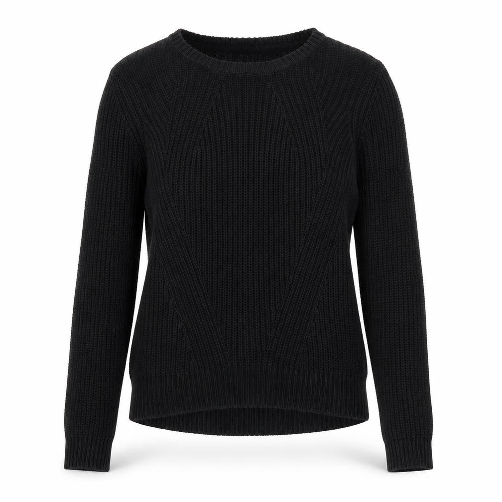Front view of Vera Moda women’s black round neck acrylic jumper, size S