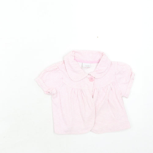 NEXT Girls Pink Striped Cotton Jacket Size 2-3 Years Button