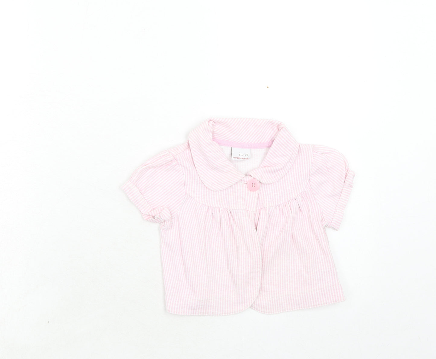 NEXT Girls Pink Striped Cotton Jacket Size 2-3 Years Button