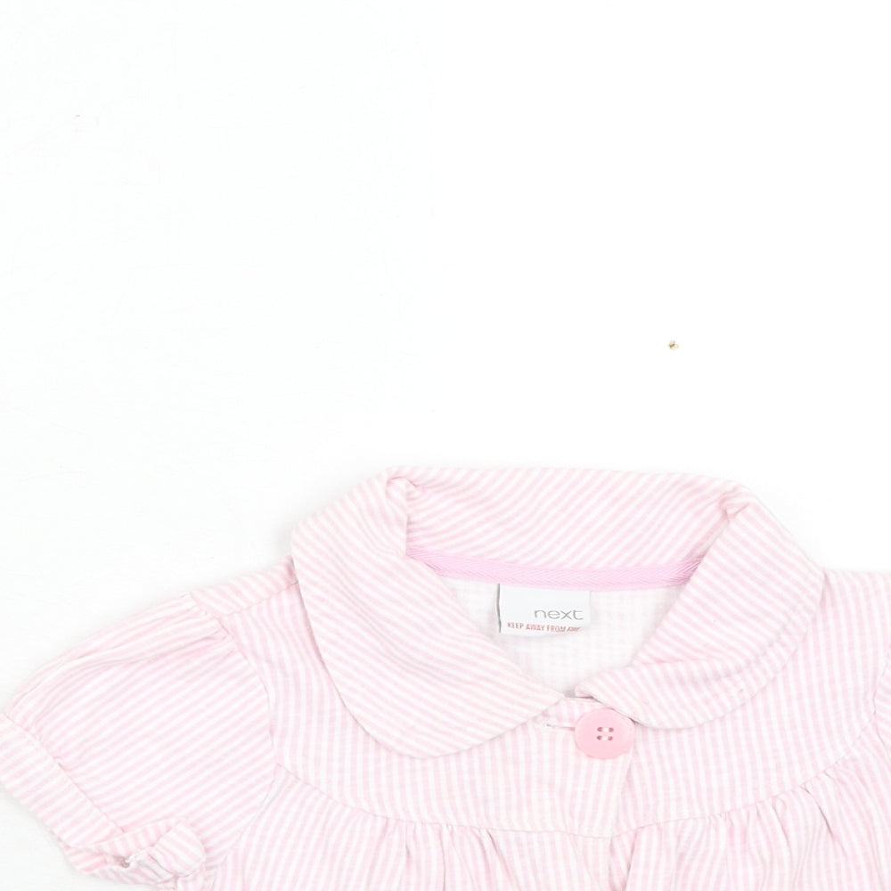 NEXT Girls Pink Striped Cotton Jacket Size 2-3 Years Button