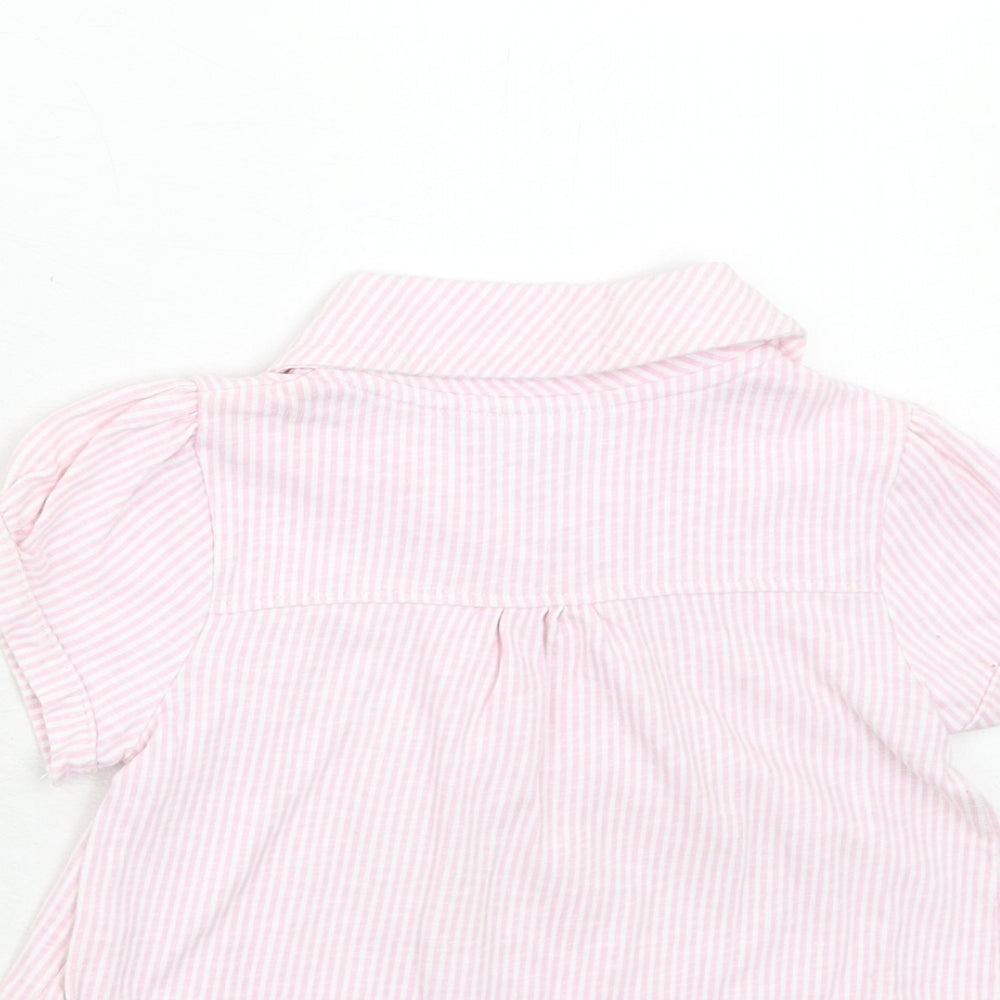 NEXT Girls Pink Striped Cotton Jacket Size 2-3 Years Button