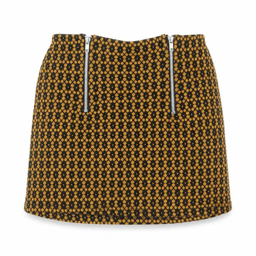Cooperative Womens Orange Geometric Acrylic Mini Skirt Size XS Zip