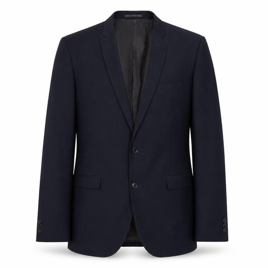 Front view of Next men’s blue polyester jacket suit jacket, size 42, regular