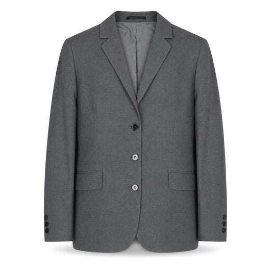 Front view of Icona men’s grey geometric polyester jacket suit jacket, size 36, regular