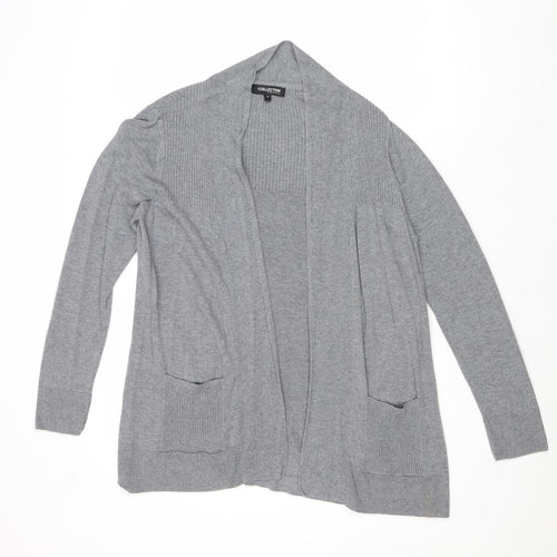 Debenhams Womens Grey V-Neck Cotton Cardigan Jumper Size 14 - Open