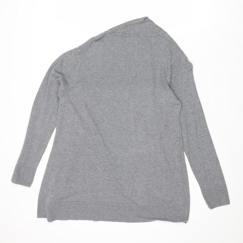 Debenhams Womens Grey V-Neck Cotton Cardigan Jumper Size 14 - Open