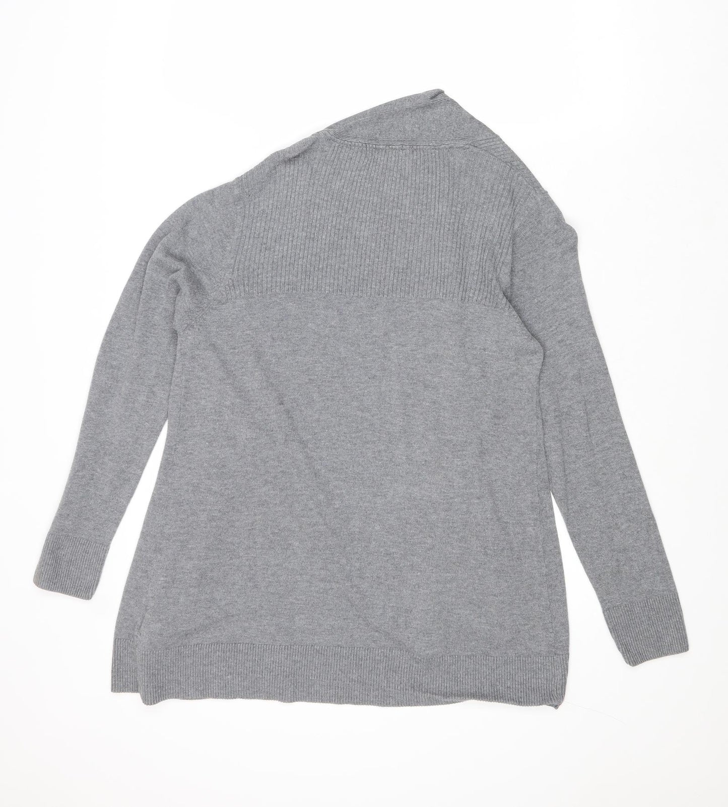 Debenhams Womens Grey V-Neck Cotton Cardigan Jumper Size 14 - Open