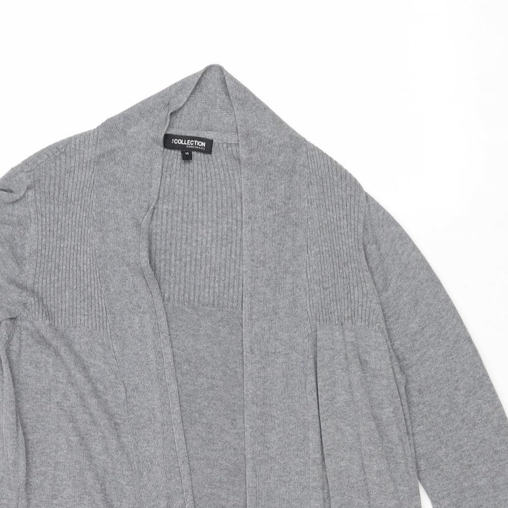 Debenhams Womens Grey V-Neck Cotton Cardigan Jumper Size 14 - Open