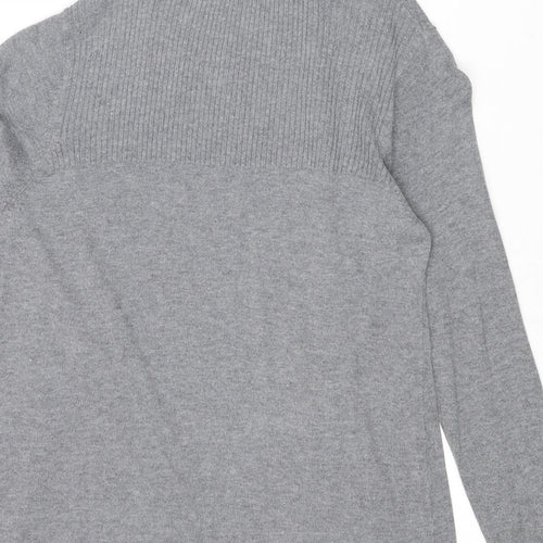 Debenhams Womens Grey V-Neck Cotton Cardigan Jumper Size 14 - Open