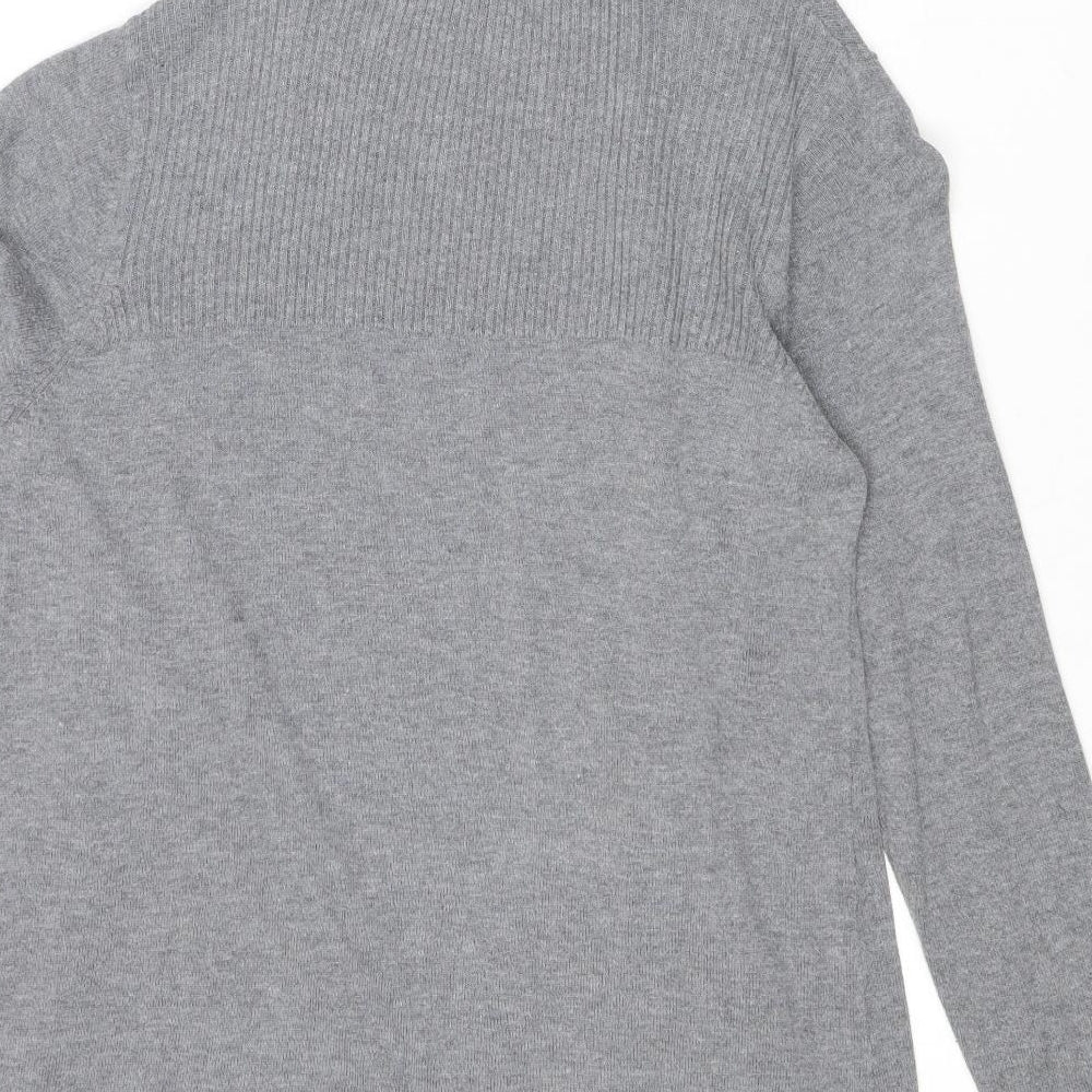 Debenhams Womens Grey V-Neck Cotton Cardigan Jumper Size 14 - Open