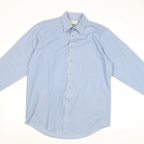 Debenhams Mens Blue Polyester Button-Up Size 15.5 Collared Button