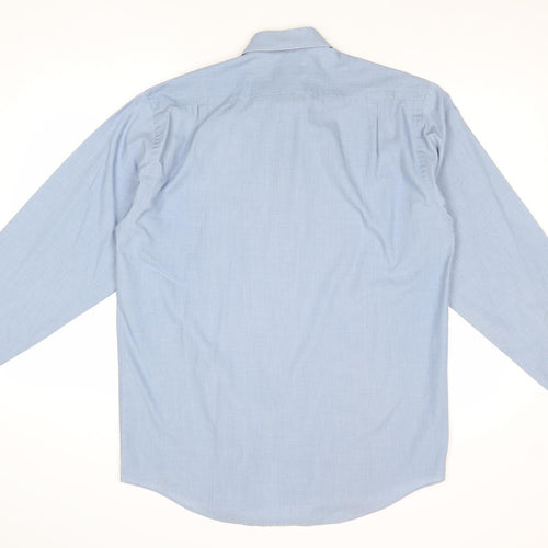 Debenhams Mens Blue Polyester Button-Up Size 15.5 Collared Button