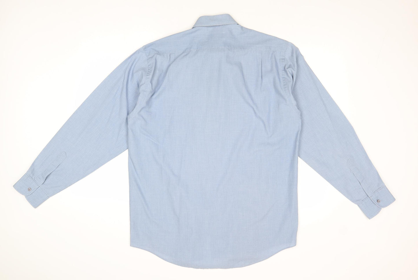 Debenhams Mens Blue Polyester Button-Up Size 15.5 Collared Button