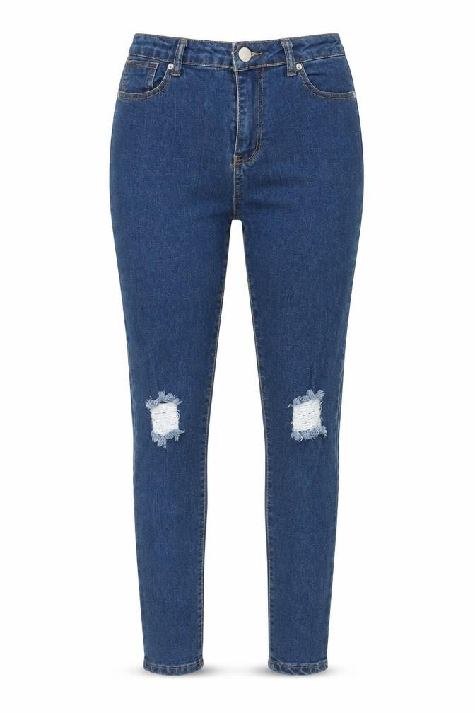 Boohoo Womens Blue Cotton Skinny Jeans Size 12 Regular Zip