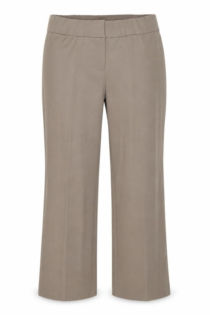 Front view of Artigiano women’s brown polyester trousers, size UK 32, in regular zip