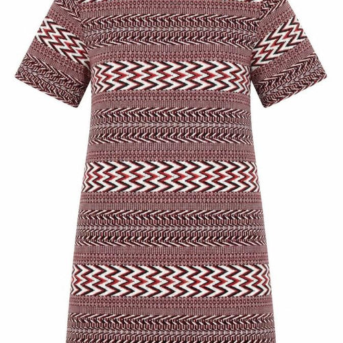 NEXT Womens Red Geometric Cotton T-Shirt Dress Size 8 Round Neck Pullover
