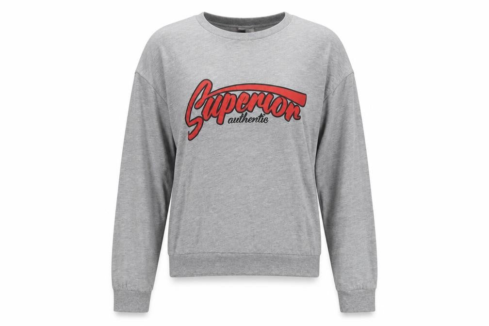 Front view of H&M women’s grey cotton pullover sweatshirt, size M, pullover - superior