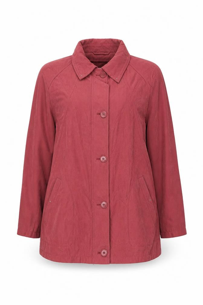Front view of Cotswold women’s pink jacket, size UK 18, zip
