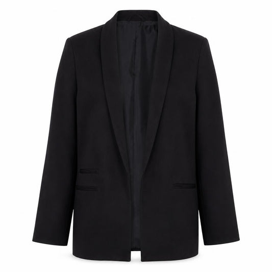 Front view of ASOS women’s black polyester jacket blazer, size UK 10