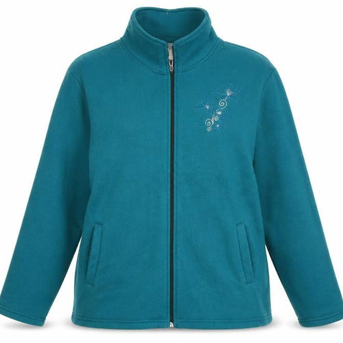 Anne De Lancay Womens Blue Jacket Size L Zip - Flower Detail