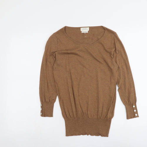 NEXT Womens Brown Boat Neck Cotton Pullover Jumper Size 8