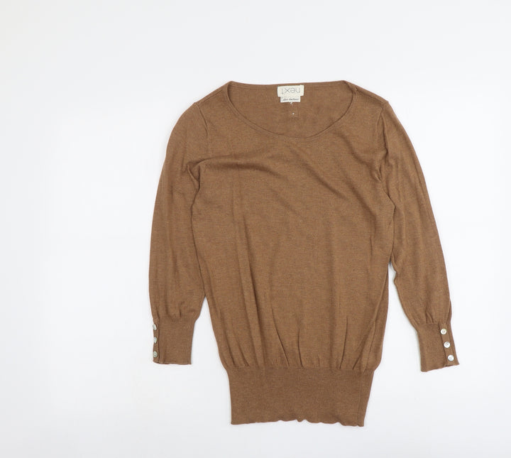 NEXT Womens Brown Boat Neck Cotton Pullover Jumper Size 8