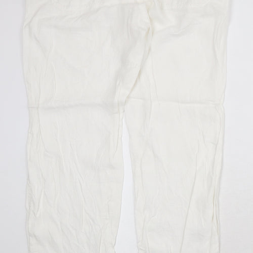 H&M Womens White Linen Trousers Size 33 in Regular Zip