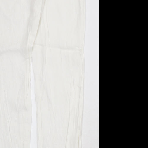 H&M Womens White Linen Trousers Size 33 in Regular Zip