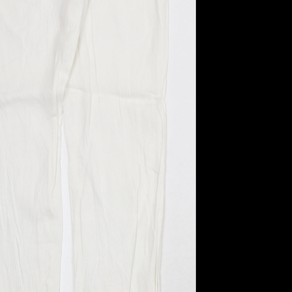 H&M Womens White Linen Trousers Size 33 in Regular Zip