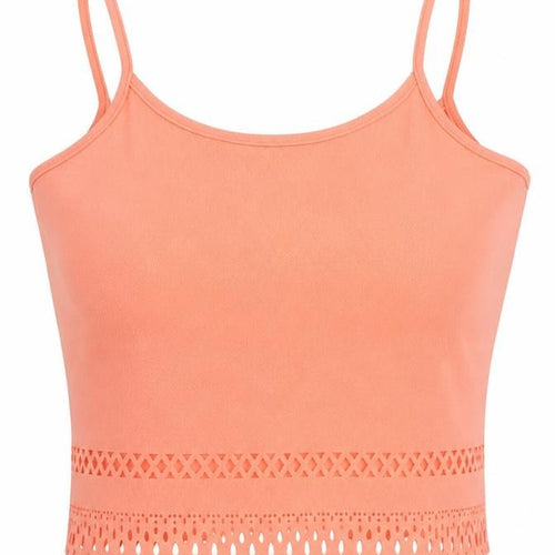 Select Womens Pink Polyester Cropped Tank Size 14 Round Neck - Broderie Anglaise