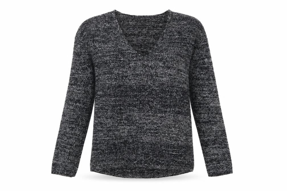 Front view of H&M women’s black v-neck cotton jumper, size XS
