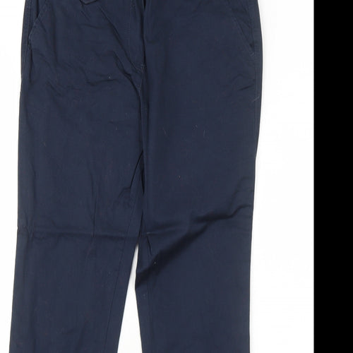 M&Co Womens Blue Cotton Chino Trousers Size 10 Regular Zip