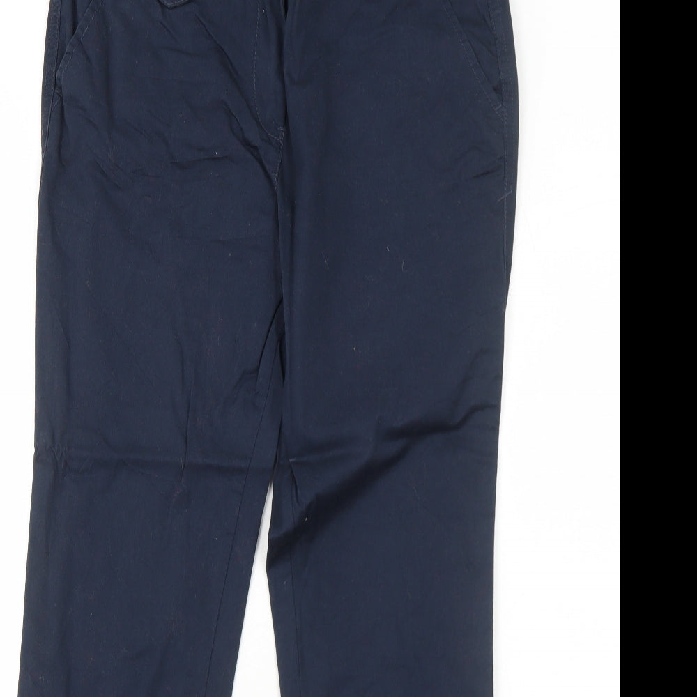 M&Co Womens Blue Cotton Chino Trousers Size 10 Regular Zip