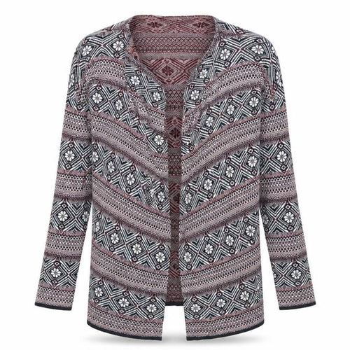 Multiblu Womens Red V-Neck Geometric Viscose Cardigan Jumper Size L