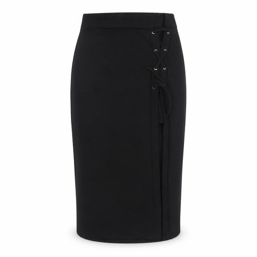 IX London Womens Black Polyester Straight & Pencil Skirt Size 10 - Lace Up Detail