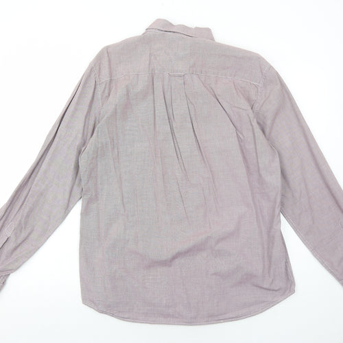Marks and Spencer Mens Purple Cotton Button-Up Size L Collared Button