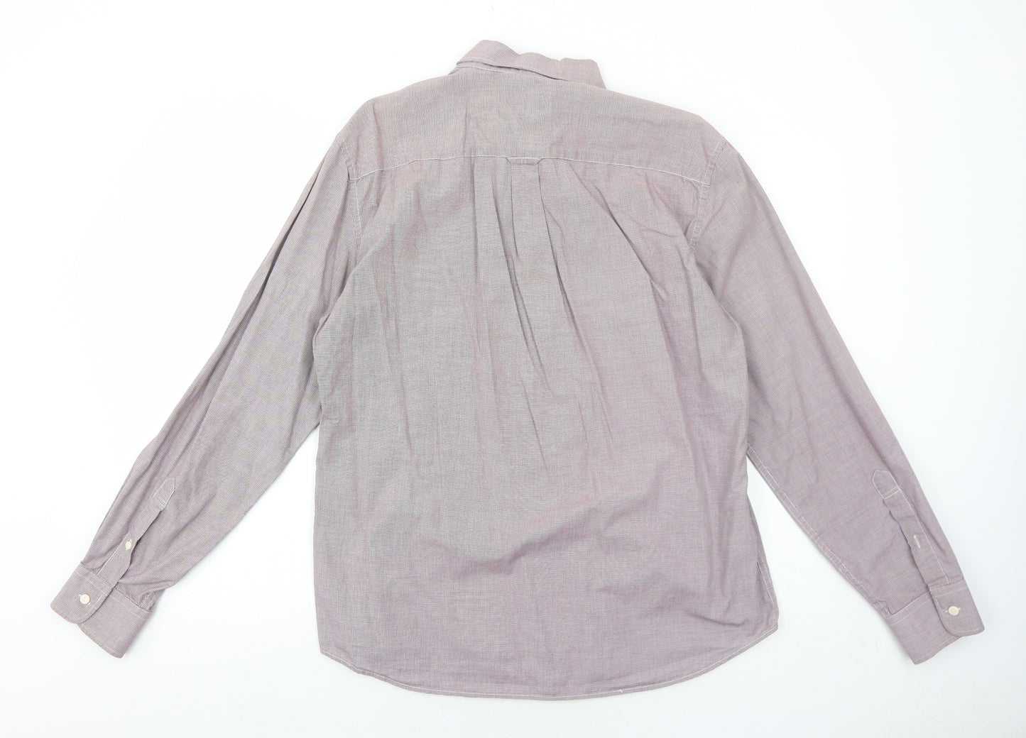 Marks and Spencer Mens Purple Cotton Button-Up Size L Collared Button