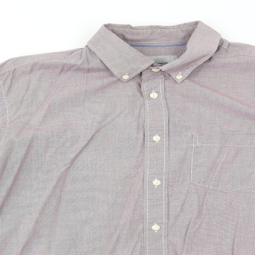 Marks and Spencer Mens Purple Cotton Button-Up Size L Collared Button
