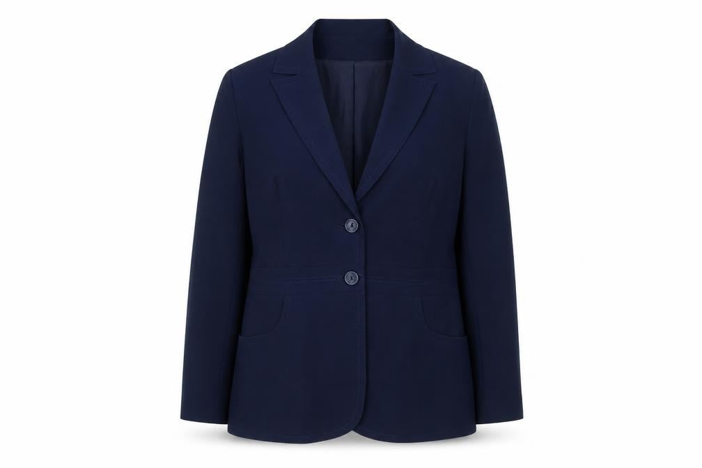 Front view of Agenda women’s blue polyester jacket suit jacket, size UK 18