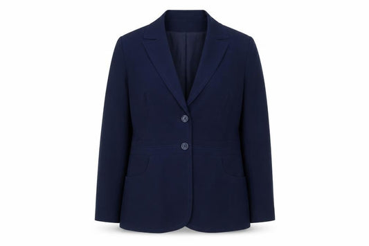 Front view of Agenda women’s blue polyester jacket suit jacket, size UK 18