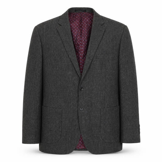 Front view of Boston Crew men’s grey polyester jacket suit jacket, size L, regular
