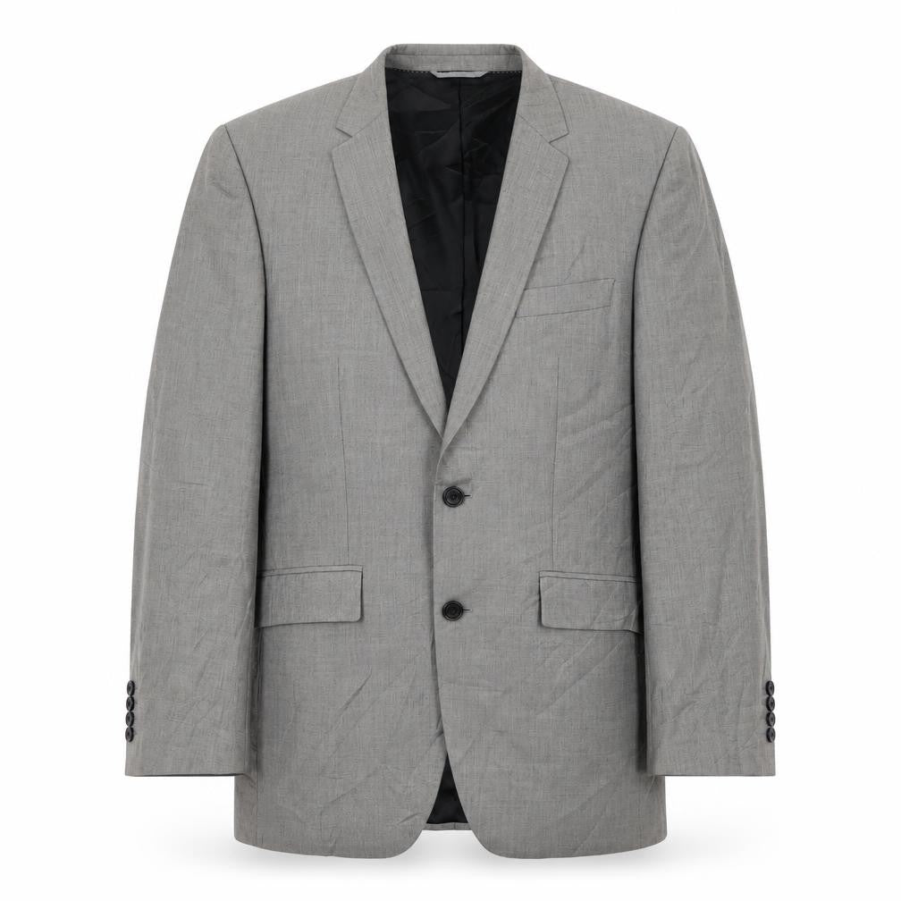 Front view of Burton men’s grey geometric polyester jacket suit jacket, size 40, regular