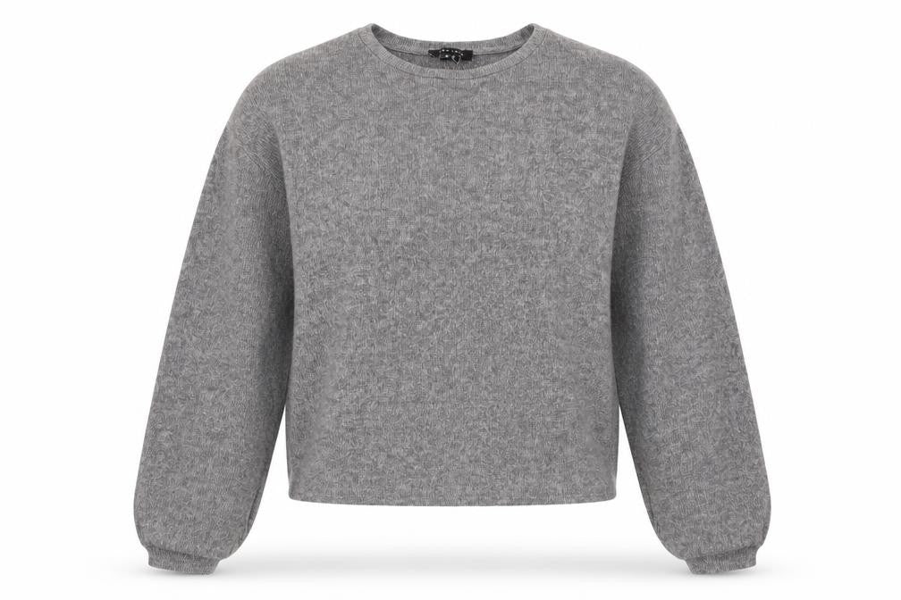 Front view of New Look women’s grey round neck geometric polyester jumper, size S