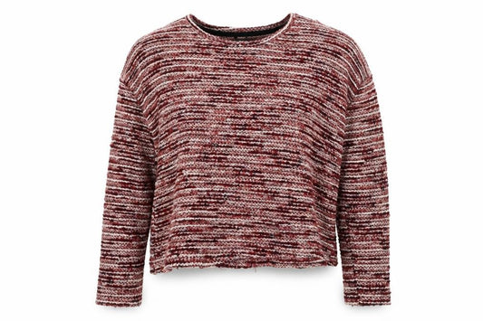 Front view of New Look women’s red round neck geometric cotton jumper, size L