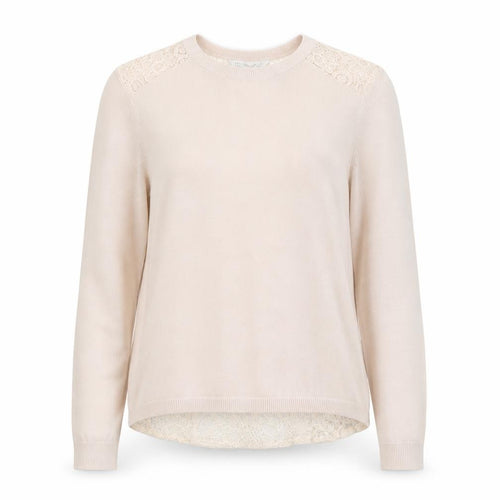 Dorothy Perkins Womens Beige Round Neck Viscose Pullover Jumper Size 8 - Lace Details